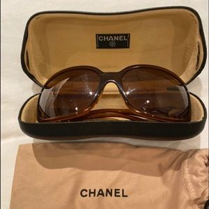 Chanel brown sunglasses double C gold logo